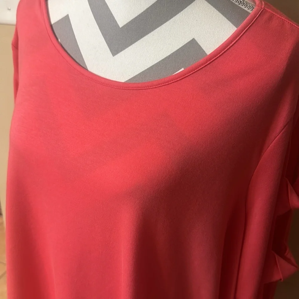 Coral Punch Top by Terra & Sky with Openings in Sleeves - 3X - Picture 2 of 9